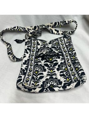Vera Bradley Floral Black Yellow  Hipster Crossbody Shoulder Bag